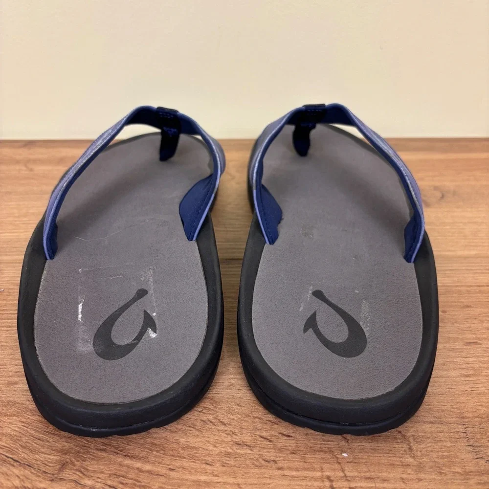 OLUKAI Ohana Pa'i Thong Sandals Trench Blue/Wai Camo Men Size 16 Flip Flops
